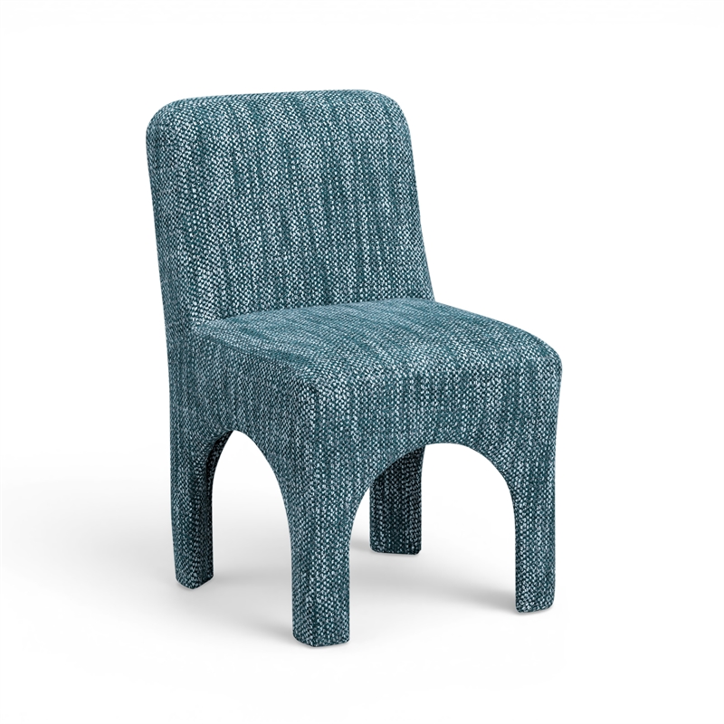 Tomlin Teal Knubby Performance Fabric Dining Chair