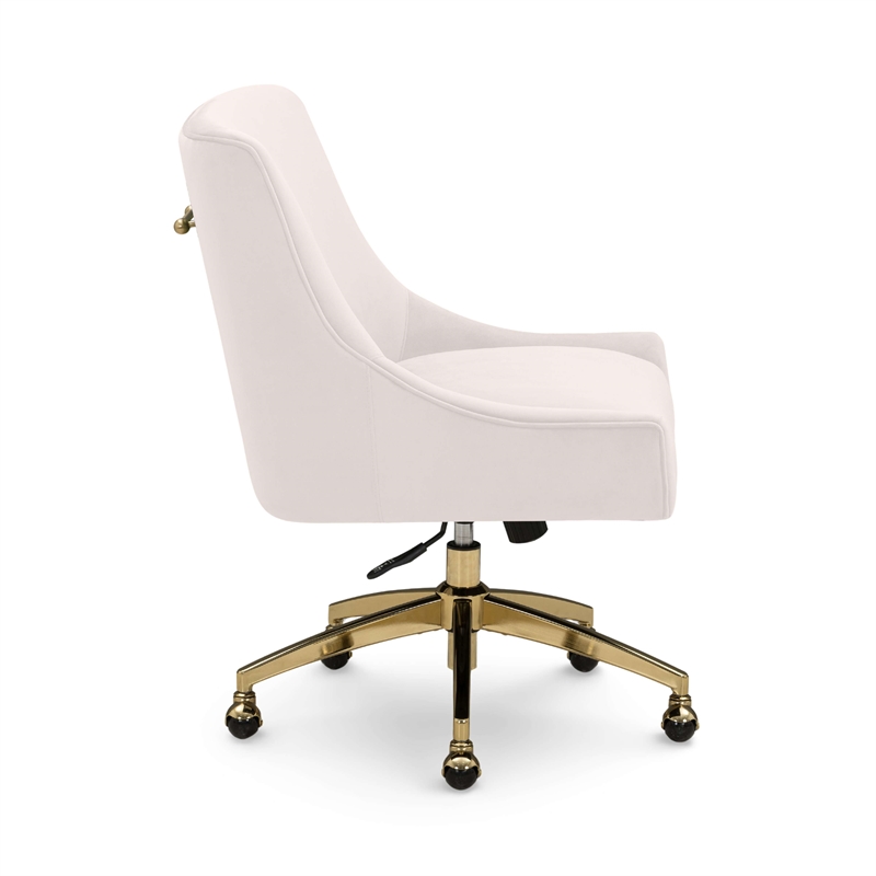 Beatrix Cream Performance Velvet Office Swivel Chair