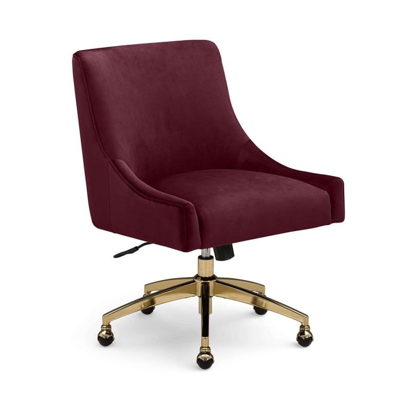 Beatrix Burgundy Performance Velvet Office Swivel Chair