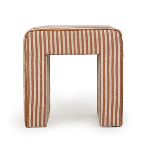 Byron Square Terracotta Stripe Cotton Jute Ottoman