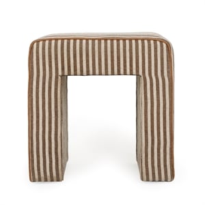 Byron Square Brown Stripe Cotton Jute Ottoman