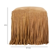 Daphne Square Saddle Brown Suede Fringe Ottoman