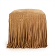Daphne Square Saddle Brown Suede Fringe Ottoman