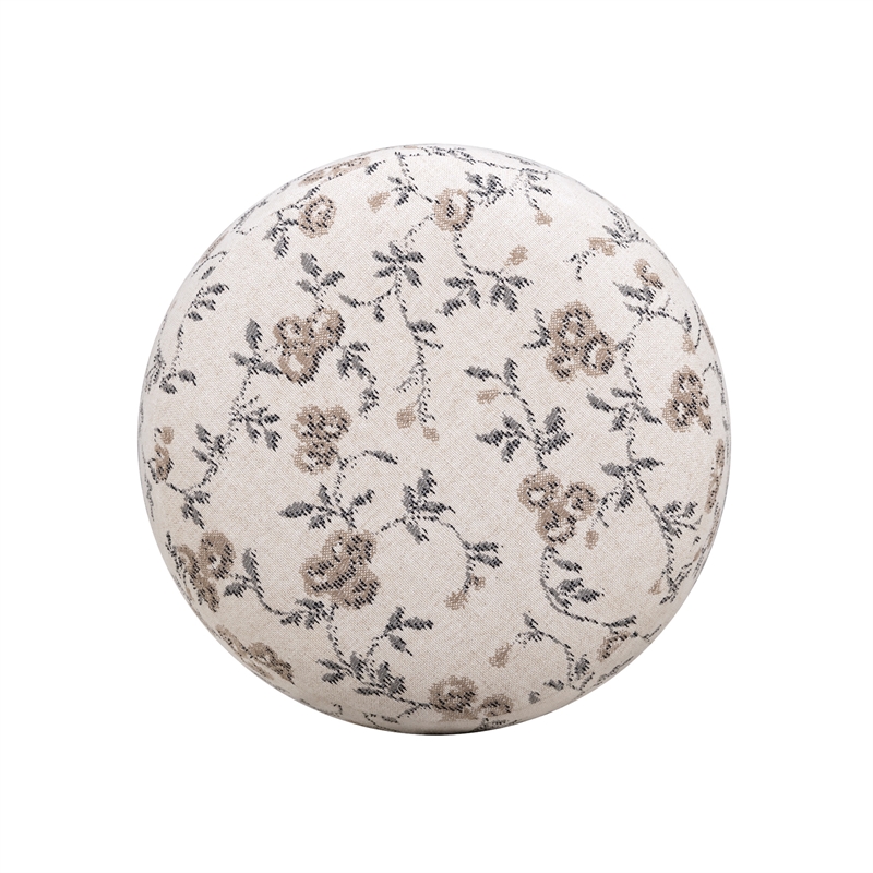 Bisou Beige Floral Jacquard Ottoman