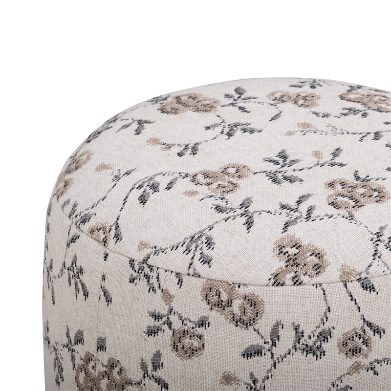 Bisou Beige Floral Jacquard Ottoman