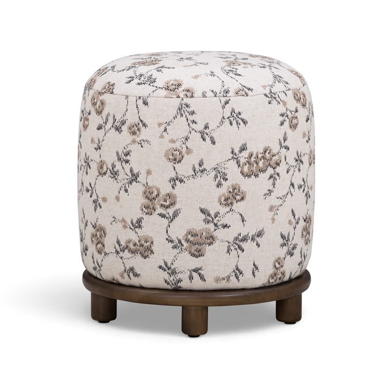 Bisou Beige Floral Jacquard Ottoman