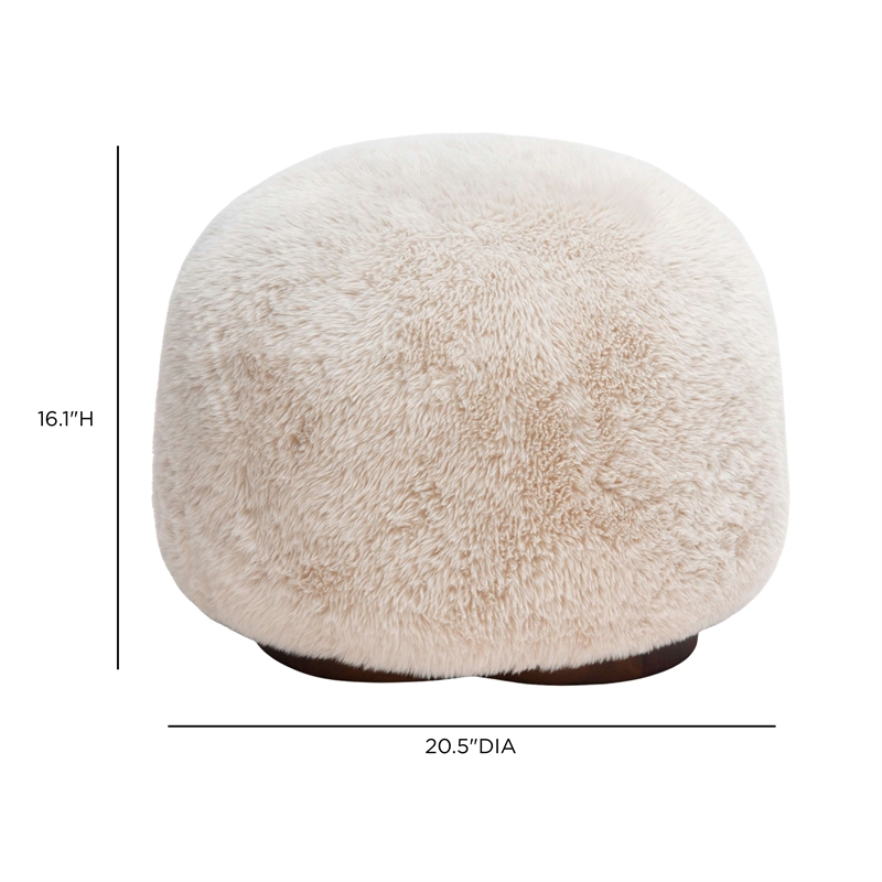 Oopa Cream Contract-Grade Straight Vegan Shearling Swivel Ottoman