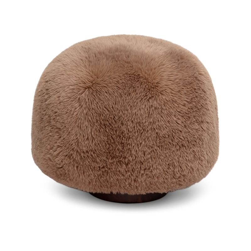 Oopa Taupe Contract-Grade Straight Vegan Shearling Swivel Ottoman