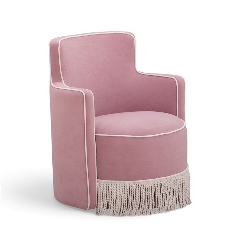 Passe Tasseled Pink Performance Velvet Swivel Chair