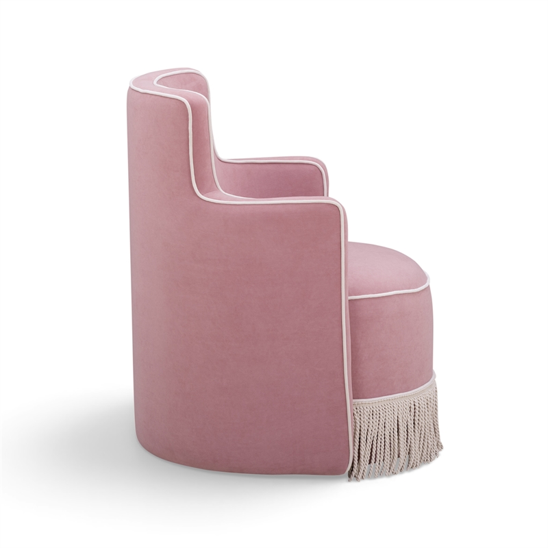 Passe Tasseled Pink Performance Velvet Swivel Chair