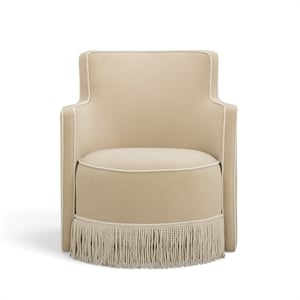 Passe Tasseled Tan Performance Velvet Swivel Chair