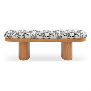Ollie 48&quot Cream Leopard Jacquard Bench