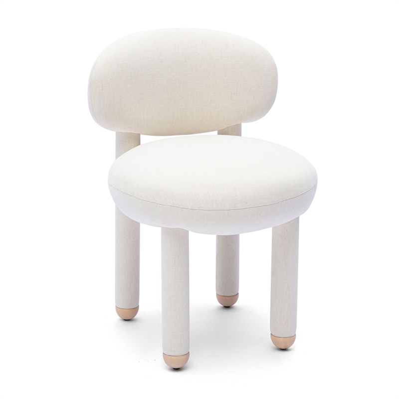 Manu Cream Performance Chenille Dining Chair
