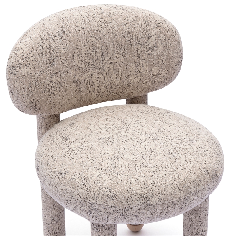 Manu Neutral Floral Jacquard Dining Chair