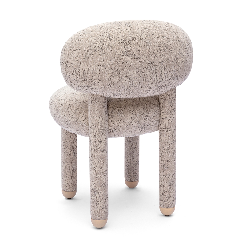 Manu Neutral Floral Jacquard Dining Chair