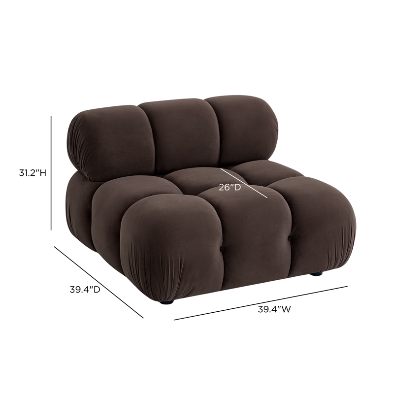 Calliope Dark Brown Performance Velvet Modular Armless Chair
