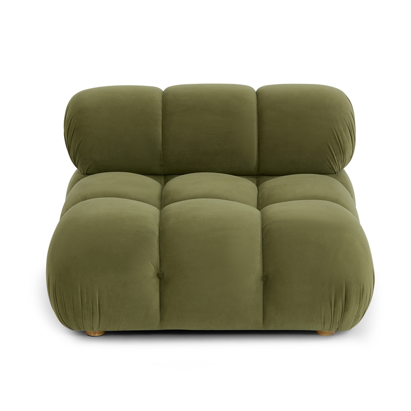 Calliope Olive Green Performance Velvet Modular Armless Chair