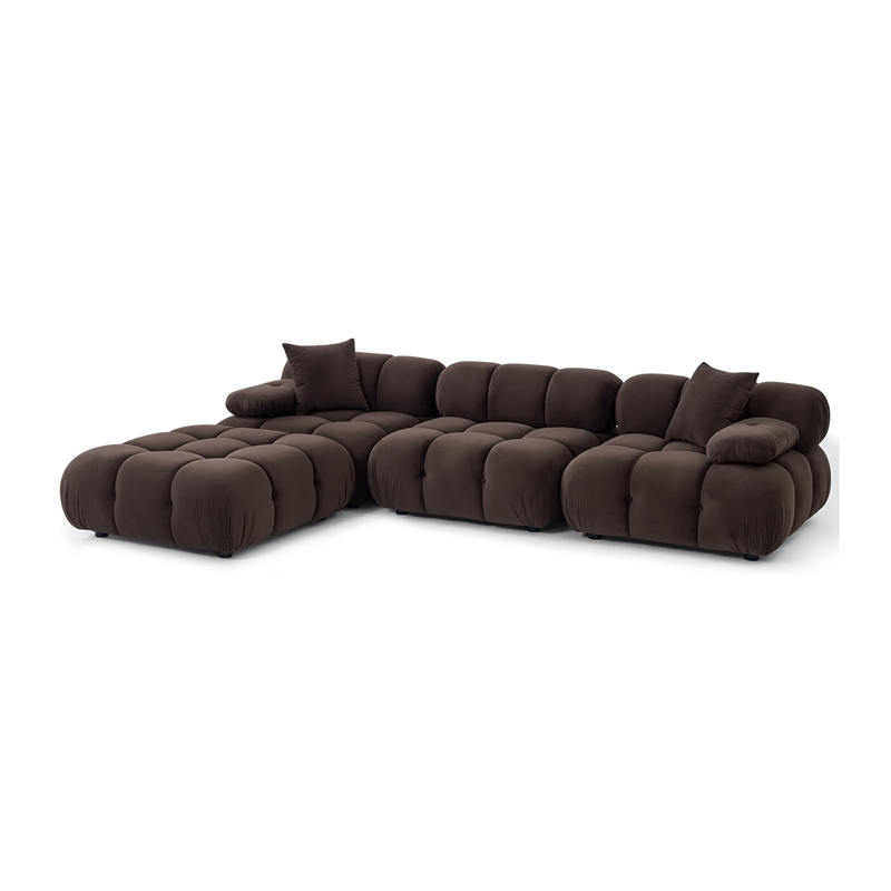 Calliope Dark Brown Performance Velvet 4-piece Modular Sectional
