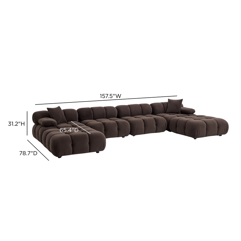Calliope Dark Brown Performance Velvet 6-piece Modular U-Sectional