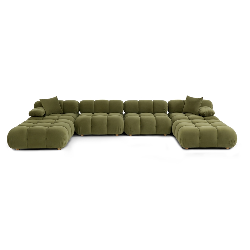 Calliope Olive Green Performance Velvet 6-piece Modular U-Sectional