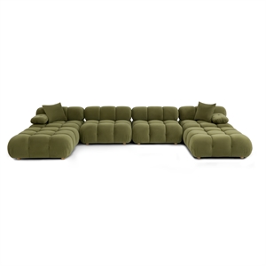 Calliope Olive Green Performance Velvet 6-piece Modular U-Sectional