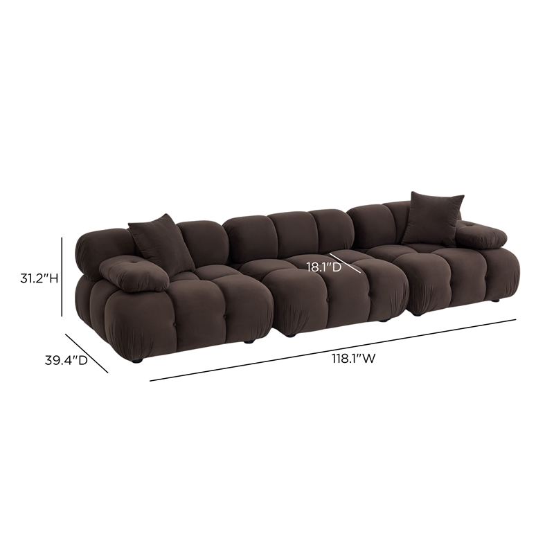 Calliope Dark Brown Performance Velvet Modular Sofa