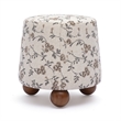 Jaine Beige Floral Jacquard Ottoman