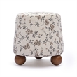 Jaine Beige Floral Jacquard Ottoman