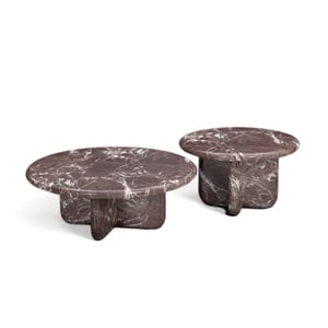 Juju 2-Piece Faux Red Lavento Indoor/Outdoor Nesting Coffee Table Set