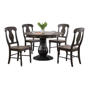 5-Pc Napoleon Wood Bella Dining Set in Gray/Black Stone