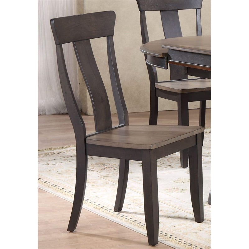 5-Pc Panel Wood Bella Dining Set in Gray/Black Stone