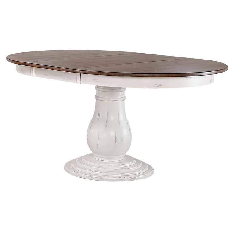 Solid Wood Extendable Bella Dining Table in White & Brown