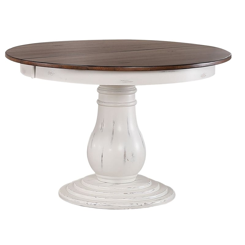 Solid Wood Extendable Bella Dining Table in White & Brown