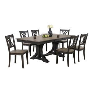 5-Pc Deco Rubberwood Dining Set in Gray/Black Stone
