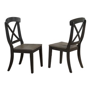 iconic furniture company wood dining chairs in gray stone/black stone (set of 2)