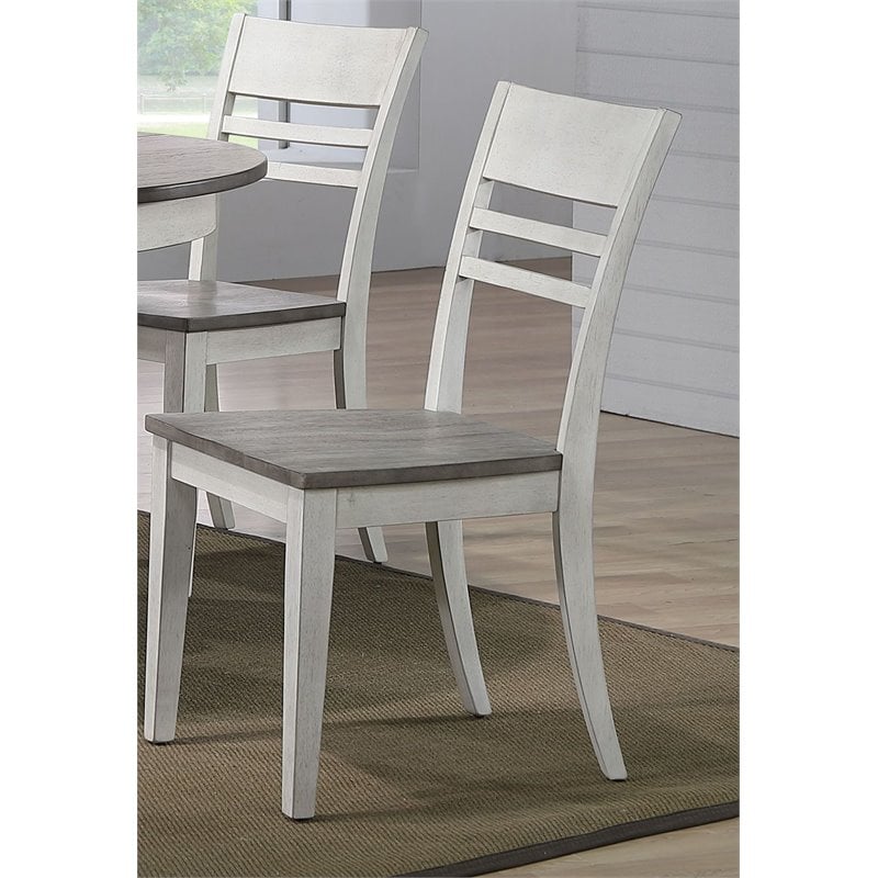 Wood Side Chairs in Gray Ash/Stormy White (Set of 2)