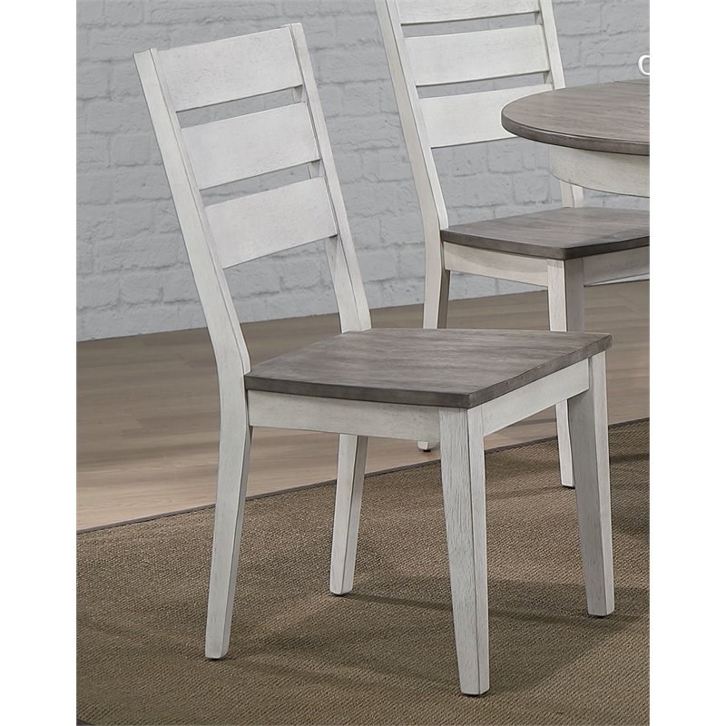 Wood Dining Chairs in Gray Ash/Stormy White (Set of 2)