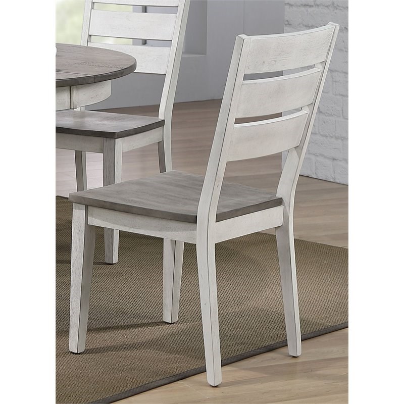 Wood Dining Chairs in Gray Ash/Stormy White (Set of 2)
