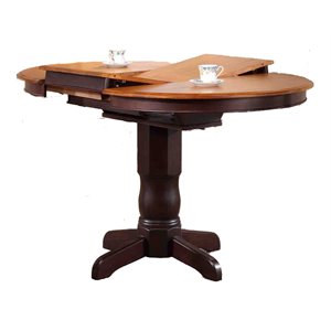 iconic furniture company round wood counter dining table in whiskey/mocha brown