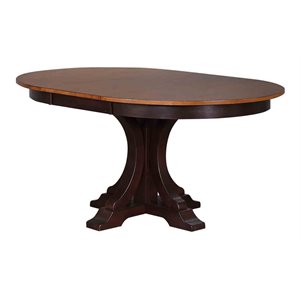 iconic furniture company round rubberwood deco dining table in whiskey/brown