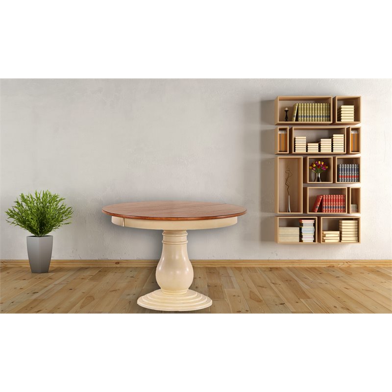 Round Rubberwood Deco Dining Table in Caramel/Biscotti