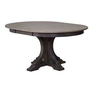 Round Rubberwood Deco Dining Table in Gray/Black Stone