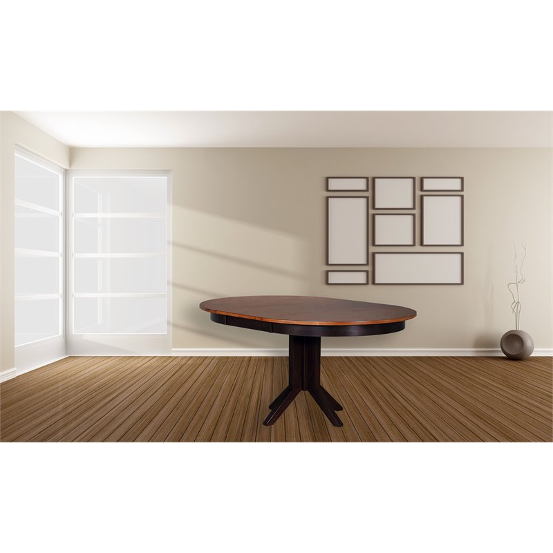 Round Rubberwood Dining Table in Whiskey/Mocha Brown