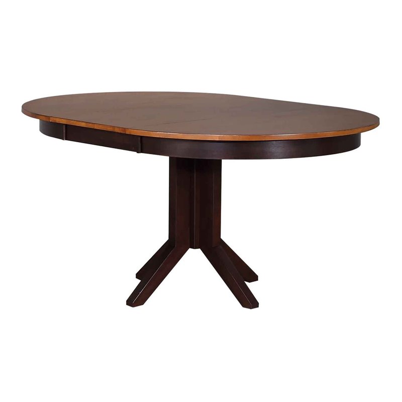 Round Rubberwood Dining Table in Whiskey/Mocha Brown