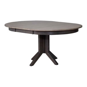 Round Rubberwood Dining Table in Gray Stone/Black Stone