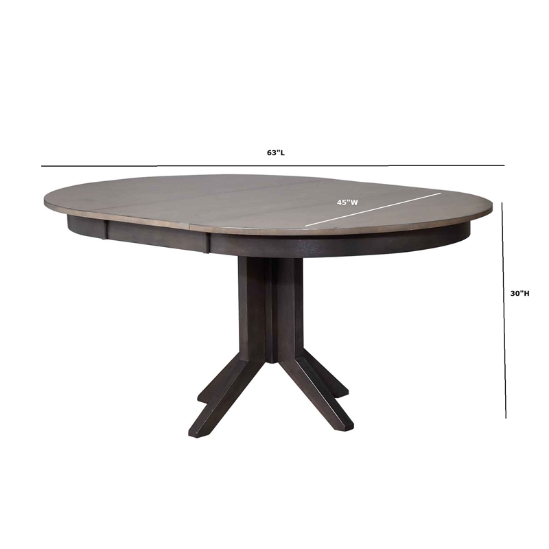 Round Rubberwood Dining Table in Gray Stone/Black Stone