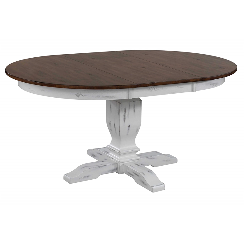 Round Wood Dining Table in Cocoa Brown/Cotton White