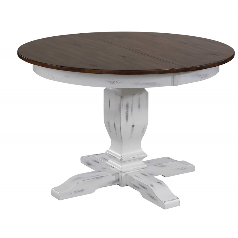 Round Wood Dining Table in Cocoa Brown/Cotton White