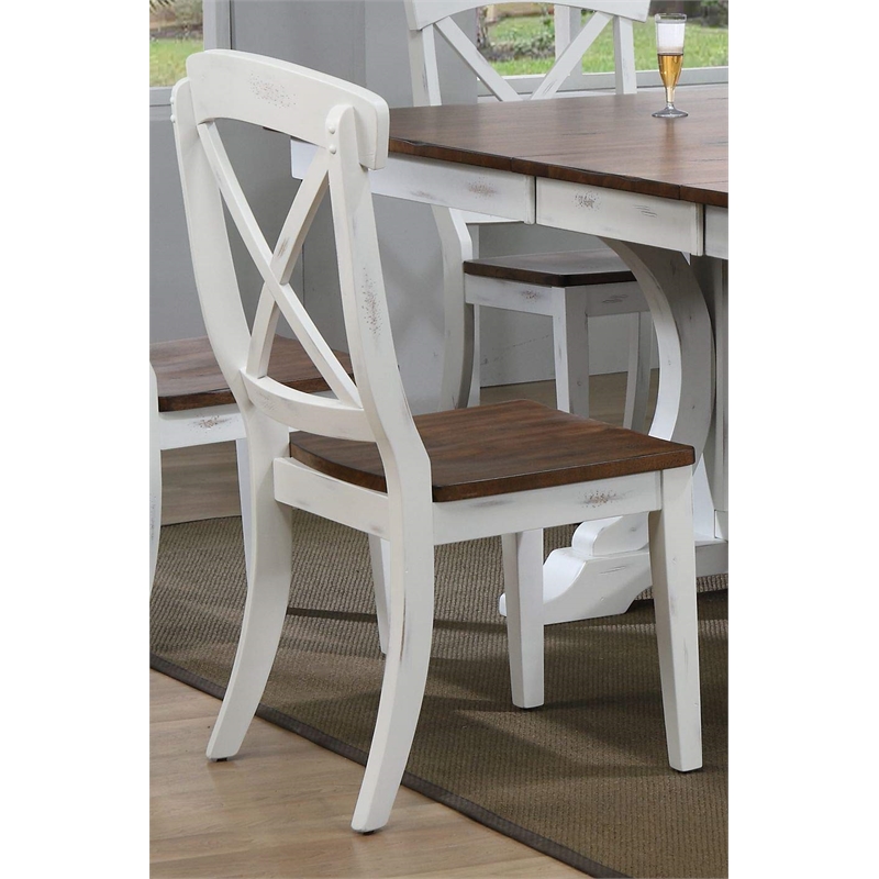 5-Pc Transitional Wood Dining Set in Cocoa/Cotton White