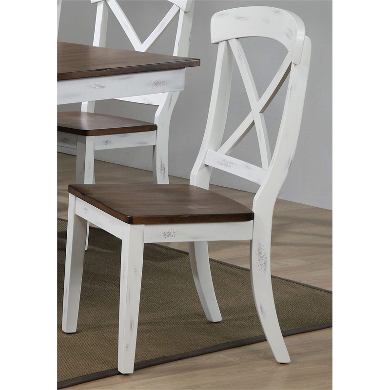 5-Pc Transitional Wood Dining Set in Cocoa/Cotton White